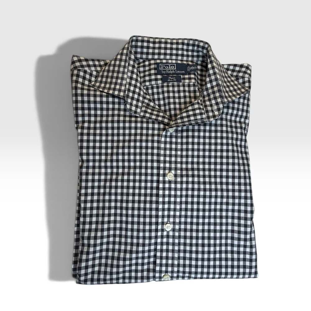 Black White Gingham Button Up Polo Ralph Lauren Regent Men’s XL